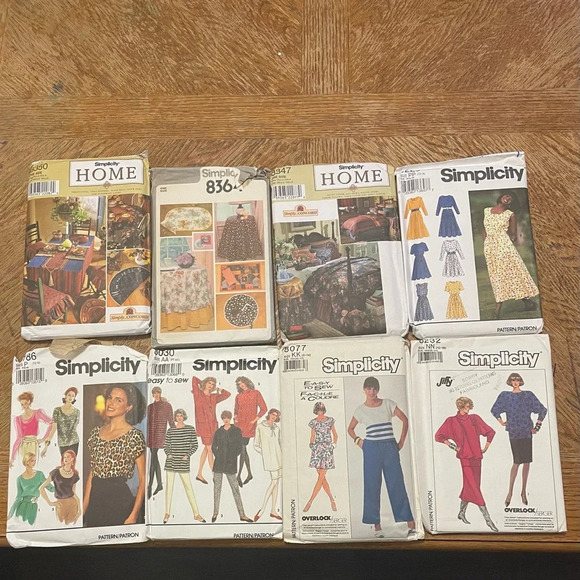 Lot Of 8 Simplicity and Simplicity Home Sewing Patterns - Picture 1 of 7